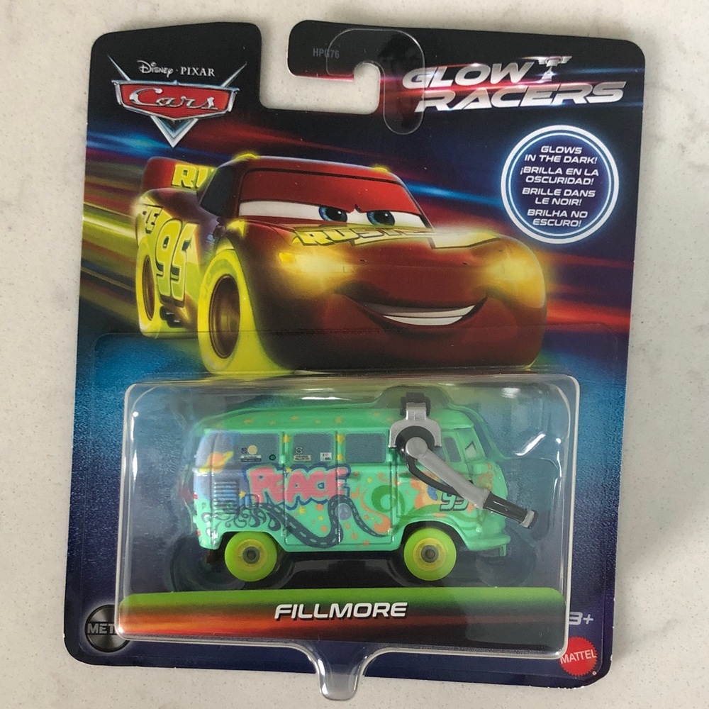 Mattel Cars Glow Racers Fillmore Toy - Green and Blue